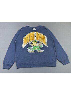 Rare Vintage 90s Notre Dame Fighting Irish Sun Fade Navy Blue Crewneck Sweats XL